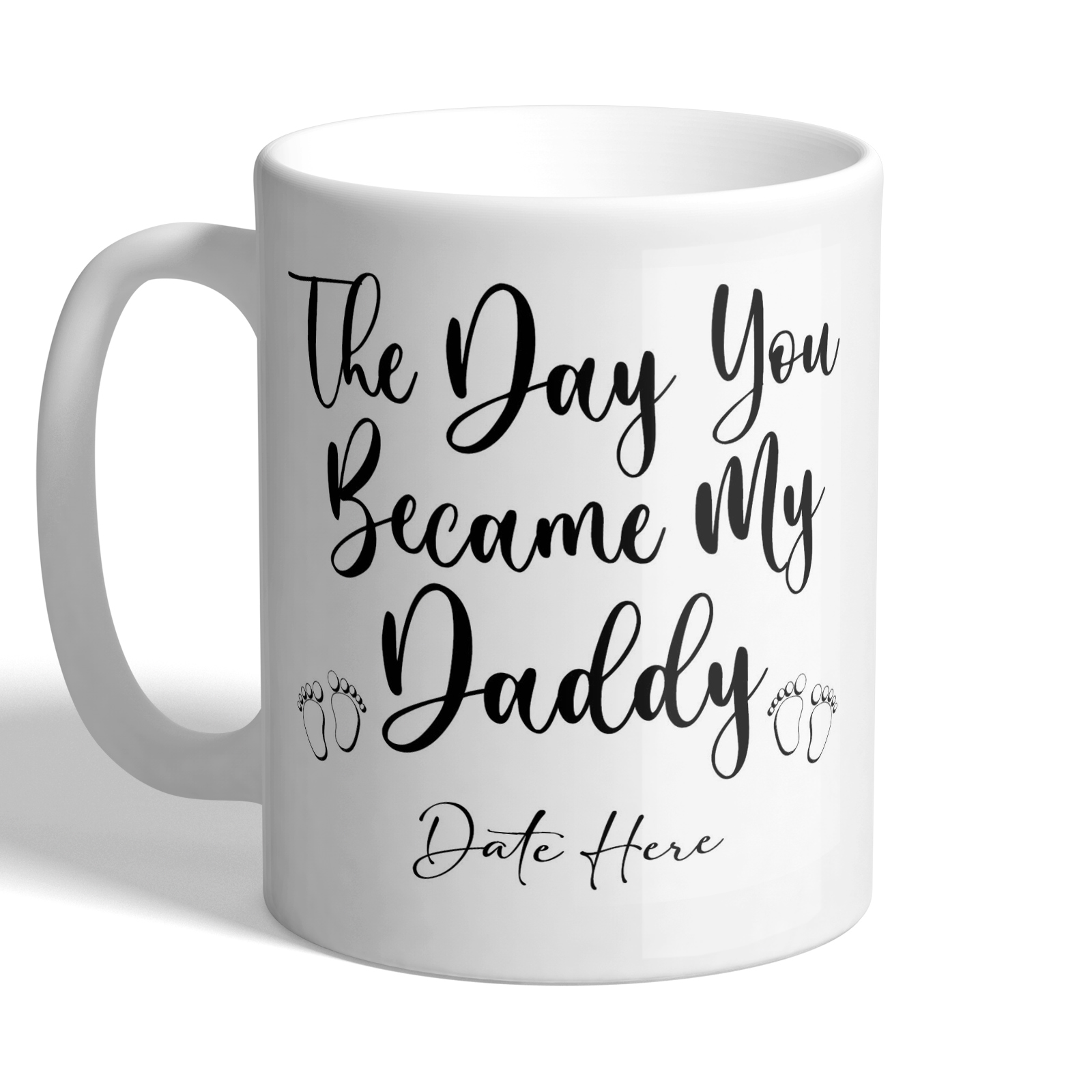 daddy date of birth dad personal kids childs fathers day name personalised custom customised newborn baby shower gender reveal pregnant husband pregnancy boyfriend gift mug